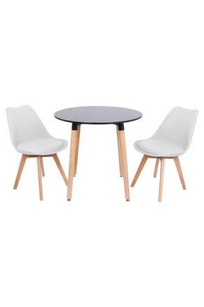 Life Interiors Round Lorenzo Dining Set with a Table & Chairs Set of 2 in White