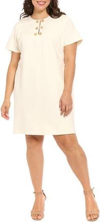London Times Novelty Trim Shift Dress in Whisper White at Nordstrom Rack, Size 20W