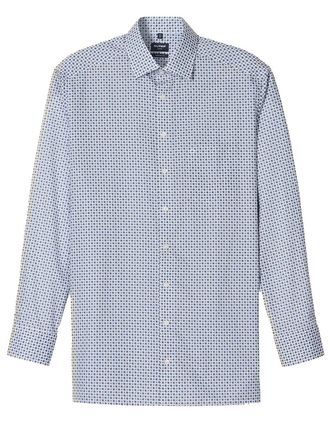 Olymp overhemd blauw geprint polyamide super slim fit