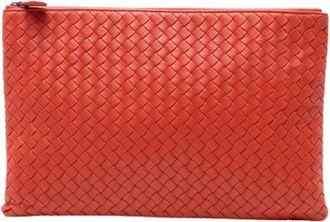 Bottega Veneta Pre-owned Clutches, female, Red, Size: ONE SIZE Pre-owned Vintage Leather Clutch