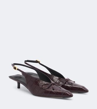 Jacquemus Cubisto croc-effect leather slingback pumps