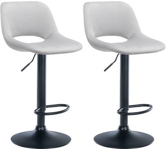 Clp Clp - Set De 2 Taburetes De Bar Camden En Terciopelo Gris Claro Metal Negro Mate
