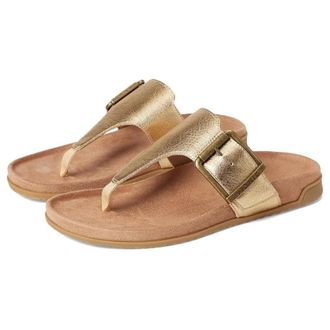 Vionic Womens Vionic Emma J5383L3700 Sandals Gold Leather Round Toe Thong HAWK934