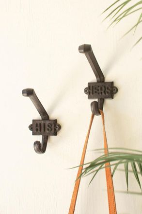 Kalalou Set Of Two Cast Iron His/Hers Hooks