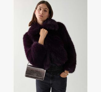 Kate Spade New York Womens Madison Metallic Willow Mini Flap Crossbody Bag in Purple | Leather Animations