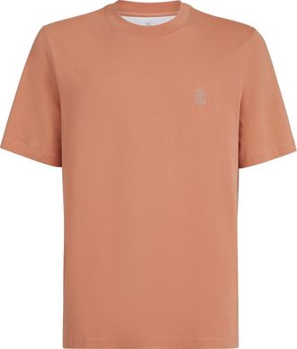 Brunello Cucinelli Jersey T-shirt with logo in Apricot at Nordstrom, Size Xxx-Large Eu