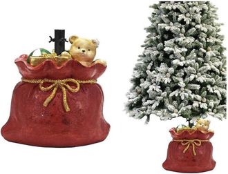 Trade Shop Trade Shop - Soporte De Pie Para El &Aacute;rbol De Navidad Bolsa De Base Roja Regalos Con Decoraci&oacute;n De Oso