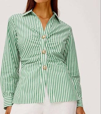 Rails Caralyn Button Shirt In Emerald Stripe