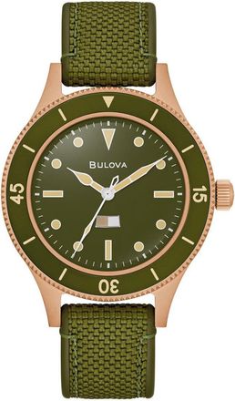 Bulova Archive Series Mil Ships 150th Anniversary Edition Mens Green Watch 98A324 Silicone - One Size