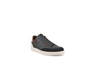 Ecco Street Lite Court Mens Shoes Black/Cognac/Limestone : EU 44 (US Mens 10-10.5) D - Medium, Leather