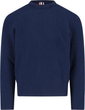 Thom Browne Tricolor Detail Crewneck Sweater - Blue