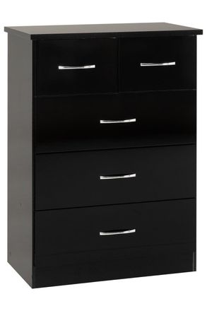 Seconique Nevada 3+2 Drawer Chest in Jet Black