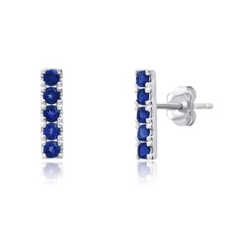 MAX + STONE 14k Yellow or White Gold Small Gemstone Bar Stud Earrings