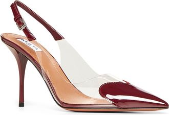 Alaia Womens Slingback Pumps Le Coeur Burgundy Lambskin High Heel Shoes