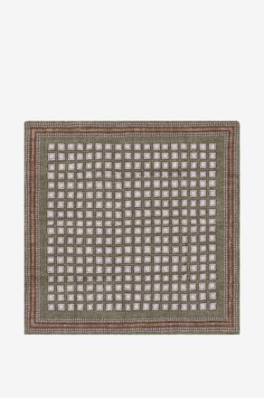 Brunello Cucinelli Einstecktuch aus Seide mit Geo-Print und einfarbiger Seite