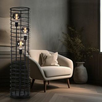 Globo Lighting Lampada da terra lampada da terra per soggiorno lampada da terra a traliccio nero, metallo, interruttore a pedale, 3 attacchi E27, PxH 30x129 cm