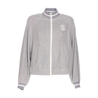 Brunello Cucinelli Zip-throughs, female, Gray, XL, Brunello Cucinelli Jumpers Golden