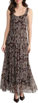 Jones New York Paisley Print Chiffon Maxi Dress in Fudge/white Sand Multi at Nordstrom, Size X-Large