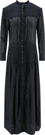 Isabel Marant Geborduurde Ruche Jurk - Dames - Shirt Kleedjes - Zwart - XS - Katoen - Kleedjes