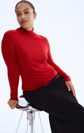 H&M Fine-knit Turtleneck Top in Red at Nordstrom, Size Xx-Large