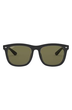 Ray-Ban 57mm Polarized Square Sunglasses in Black /Green at Nordstrom