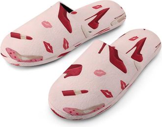 Generic Shoes Lipstick And Kisses Mens Cozy Memory Foam Slippers Warm Cotton House Shoes Comfy Slipper for Indoor Outdoor