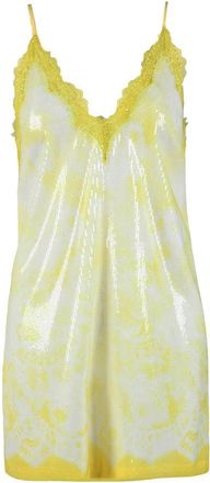 Msgm Sequin Sheath Dress - Yellow