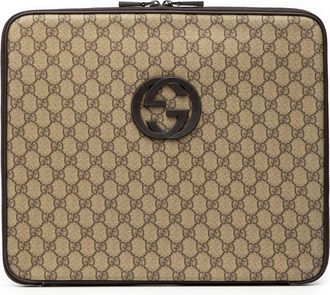 Gucci Pre-owned Womens Gg Supreme Laptop Case - Sage Green Textile - One Size