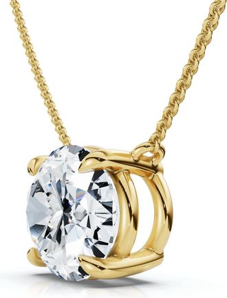 Pompeii3 Certified 3Ct Diamond Oval Solitaire Pendant 14k Gold 18 Womens Chain Lab Grown