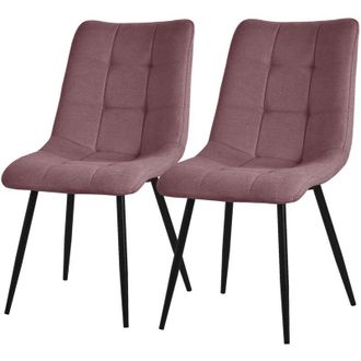 ML Design Set di 2 Sedie per Sala da Pranzo Rosa Scuro Poltrona da Soggiorno con Rivestimento in Tessuto e Gambe in Metallo Nero Sedia da Cucina con Schienale