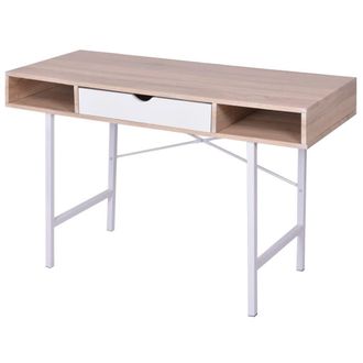 Berkfield Home Desk with 1 Drawer Oak & White