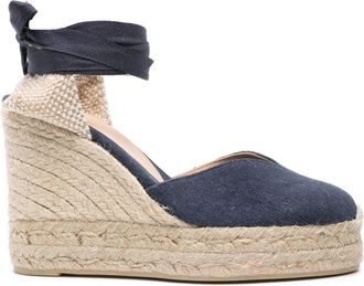 Castaner Chiara 110mm wedge espadrilles - women - Cotton/Calf Leather/Rubber/Fabric - 37 - Blue