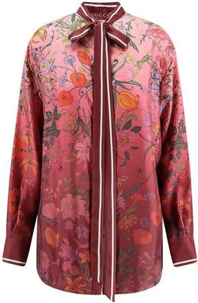 Gucci Shirt Twill Flora Degrade - Dames - Overhemden - Veelkleurig - M - Overhemden