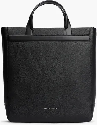 Tommy Hilfiger Mens Pebbled Leather Tote Bag - Black