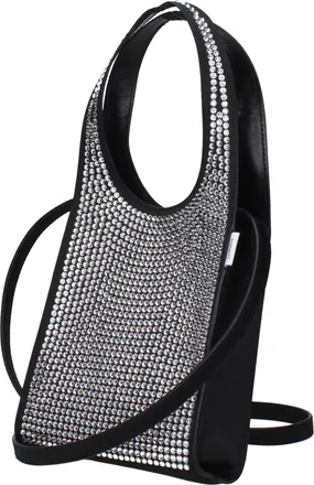 Coperni Womens Rhinestone-Embellished Shoulder Bag Black Fabric With