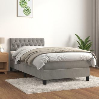 vidaXL Vidaxl - Cama Box Spring Con Colch&oacute;n Terciopelo Gris Claro 90x190 Cm