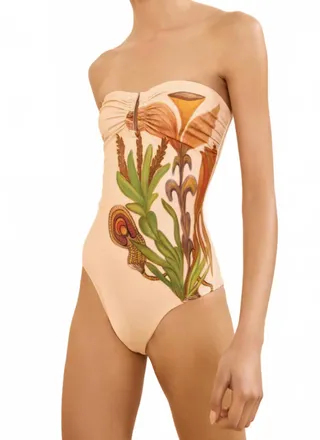 Ulla Johnson Montery Strapless Maillot One-Piece In Inner Nature