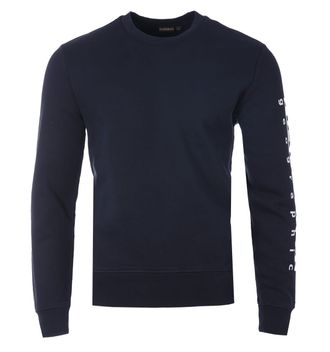 Napapijri Mens Badas Crew Neck Sweatshirt - Blue Marine - Navy Cotton - Size 2XL