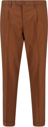 BRIGLIA 1949 Brown Tailored Mid-Rise Virgin Wool Trousers