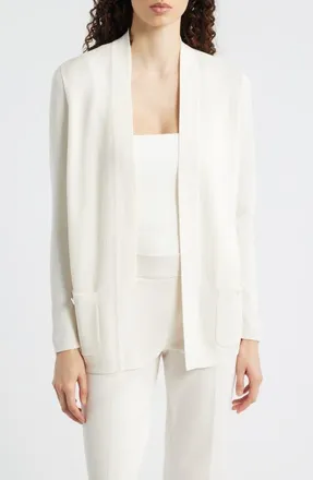 Anne Klein Malibu Open Front Cardigan in White Dove at Nordstrom, Size X-Large P