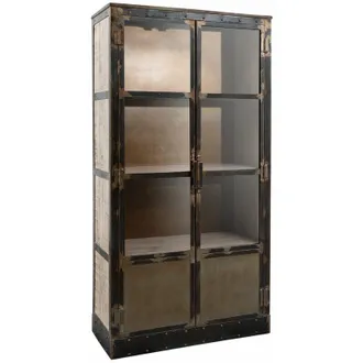 Massivmoebel24 vetrina in legno di Mango 92x40x185 marrone laccato HEAVY INDUSTRY 243