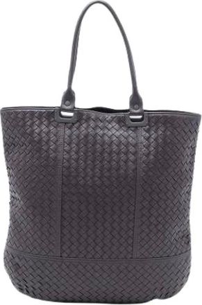 Bottega Veneta Pre-owned Tote Bags, female, Purple, Size: ONE SIZE Pre-owned Woven Nappa Leather Tote