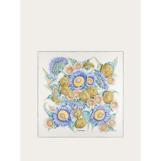 Ferragamo Womens White Silk Floral Scarf