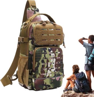 Generic Fishing Sling Pack,with Water Bottle Holder Storage - Lightweight Sling Bag,for Travel Men Camping Hiking Outdoor Gym Sports Adventure