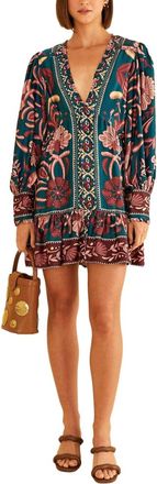 Farm Rio Seashell Tapestry Lenzing Viscose Minidress In Multi