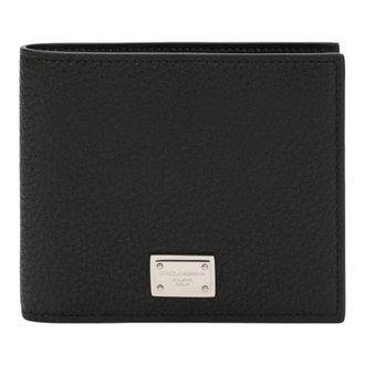 Dolce & Gabbana Bifold portemonnee van kalfsleer met logolabel - Heren - Accessoires - Zwart - Maat: ONE Size Leer