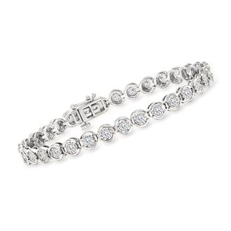 Ross-Simons 3.00- Bezel-Set Diamond Tennis Bracelet in Sterling Silver