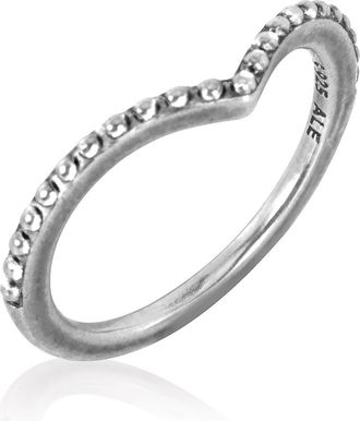 Pandora Beaded Wishbone Ring In Sterling Silver, Size 50