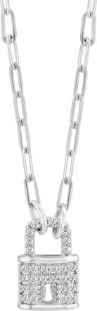 Effy Sterling Silver Diamond Padlock Pendant Necklace - 0.14 ctw at Nordstrom Rack