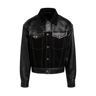 Versace Blouson - Heren - Leren en Su&egrave;de Jassen - Zwart - XL - Leer - Jassen